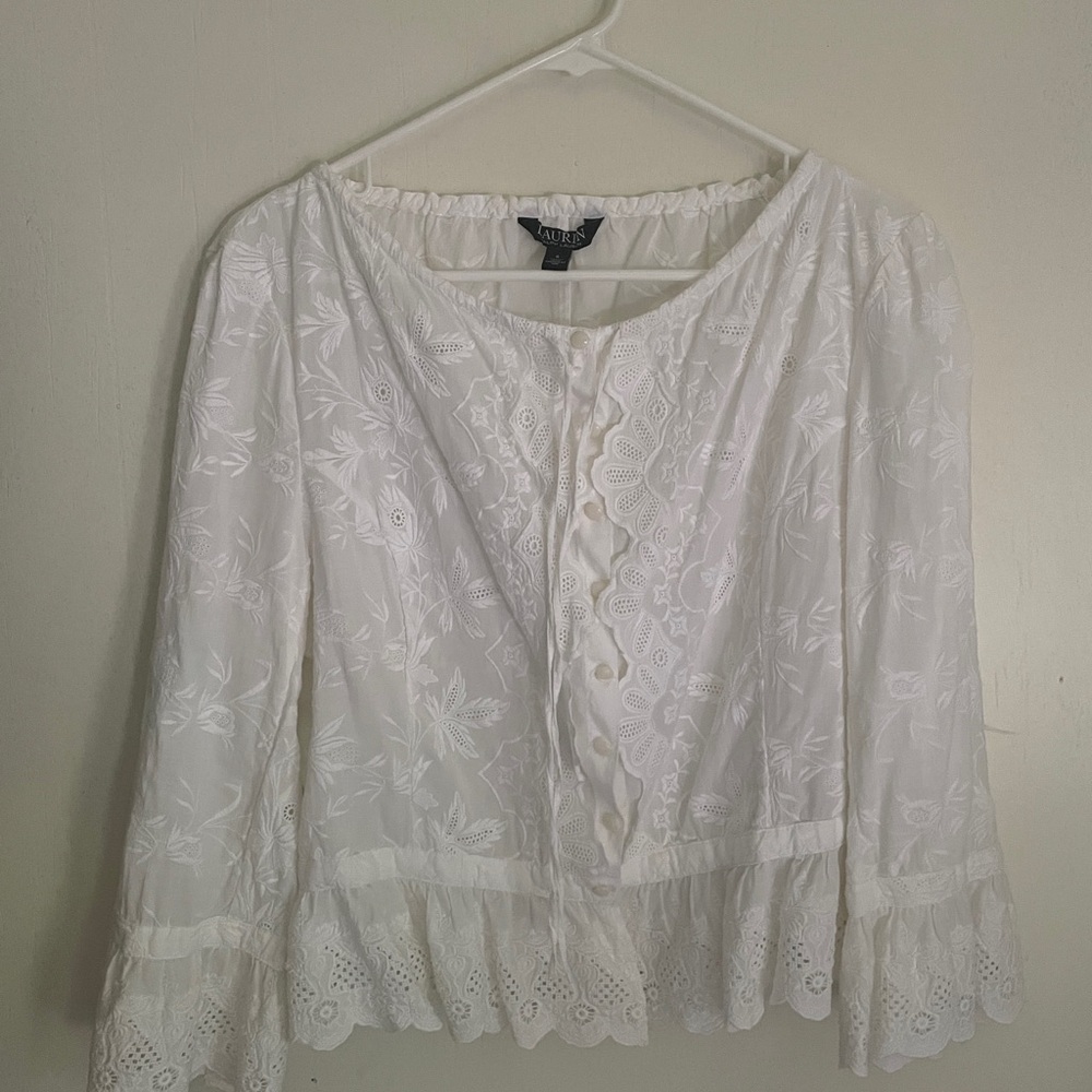 Ralph Lauren Cream Ruffled Blouse